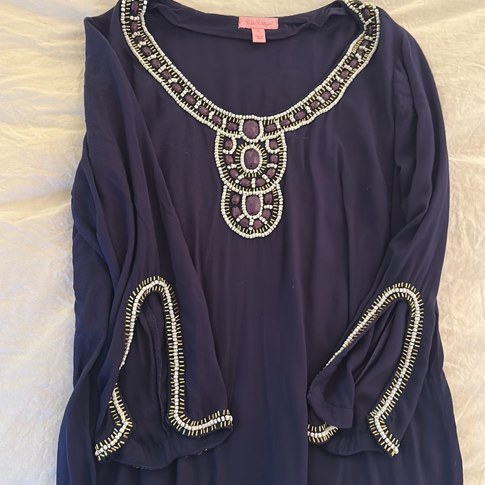 Lilly Pulitzer Navy beaded dress size s